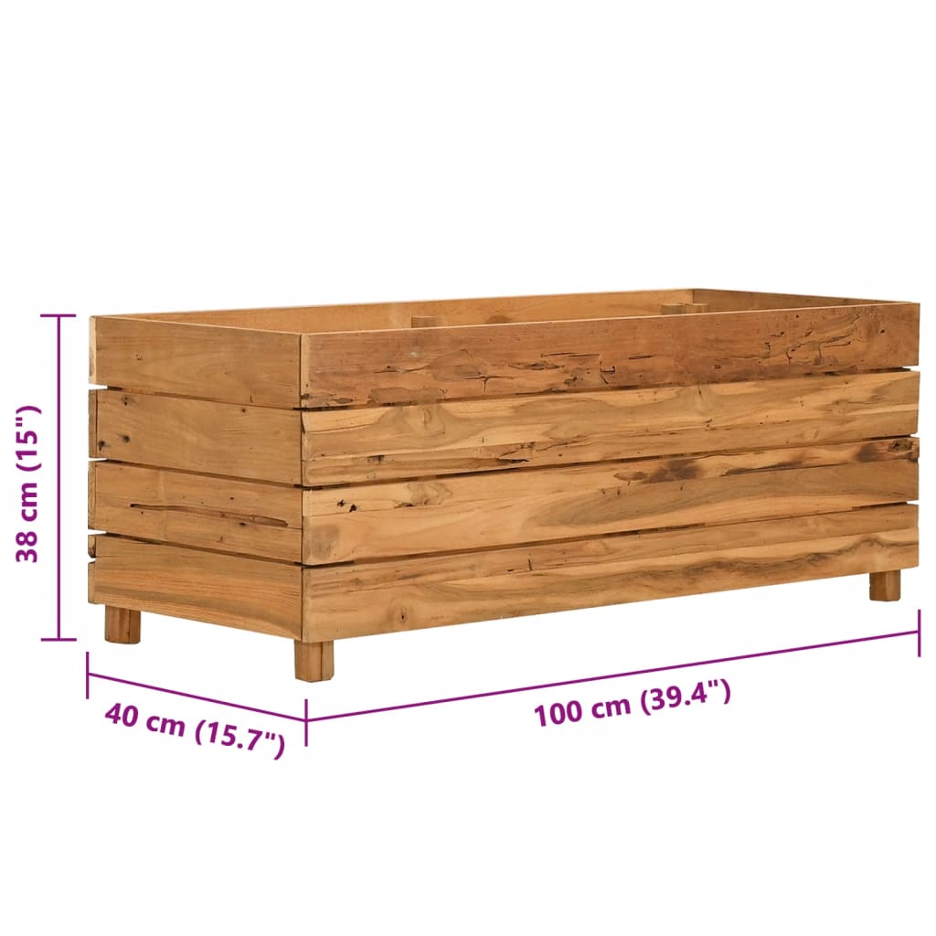 Raised Bed 100x40x38 cm Recycled Teak Wood and Steel