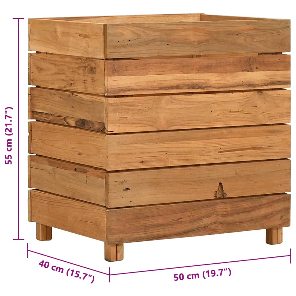 Raised Bed 50x40x55 cm Recycled Teak Wood and Steel