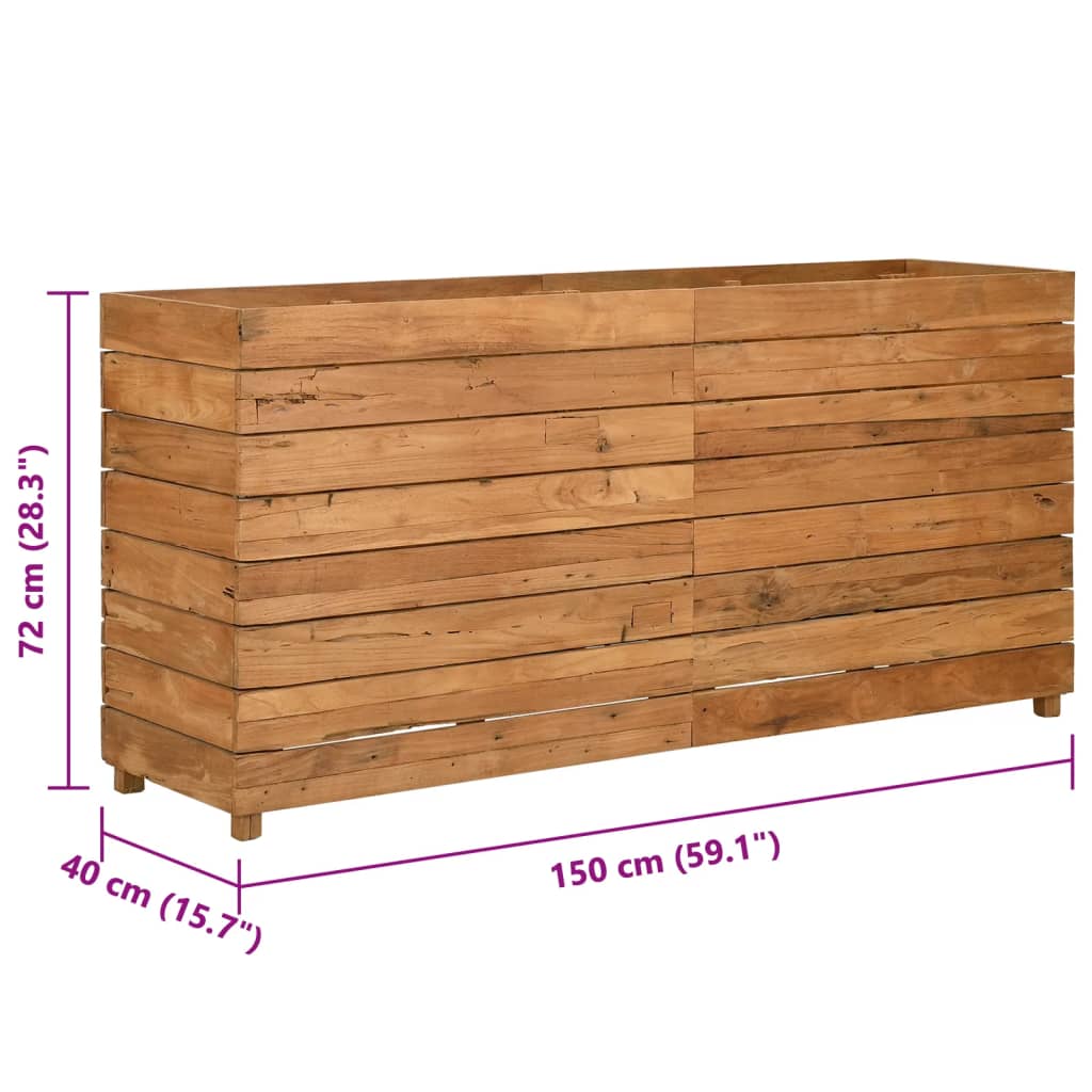 Raised Bed 150x40x72 cm Recycled Teak Wood and Steel