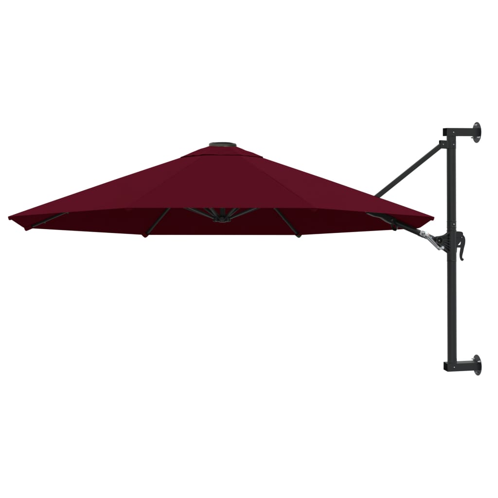 Wall-Mounted Garden Parasol with Metal Pole 300 cm Burgundy