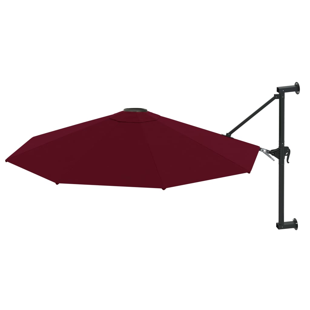 Wall-Mounted Garden Parasol with Metal Pole 300 cm Burgundy