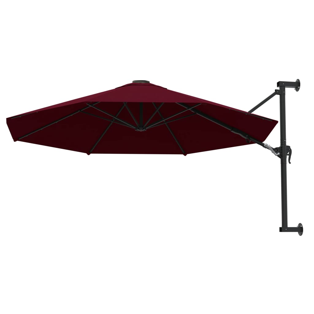 Wall-Mounted Garden Parasol with Metal Pole 300 cm Burgundy