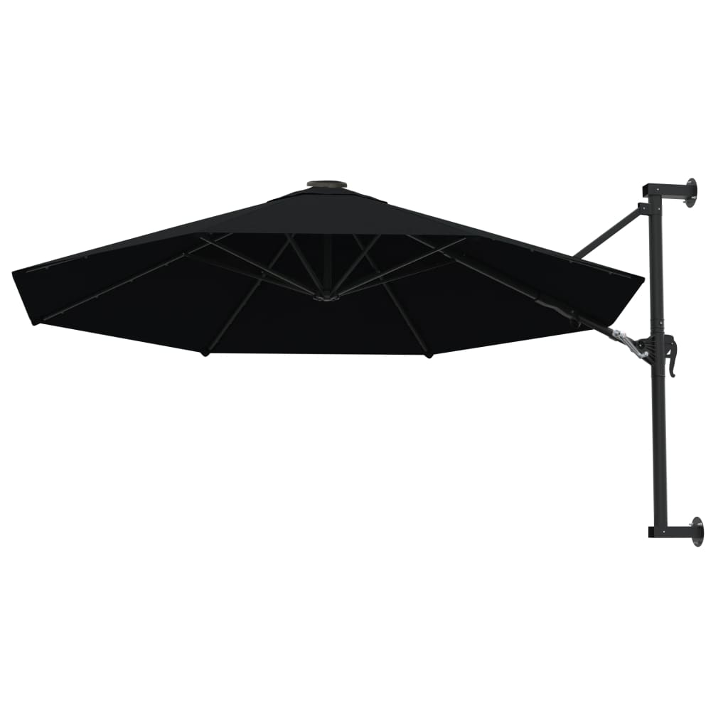 Wall-Mounted Parasol with Metal Pole 300 cm Black