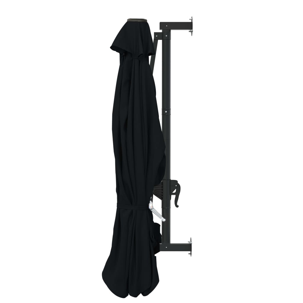 Wall-Mounted Parasol with Metal Pole 300 cm Black