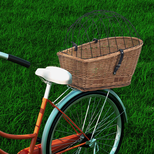 Bike Rear Basket with Cover 55x31x36 cm Natural Willow