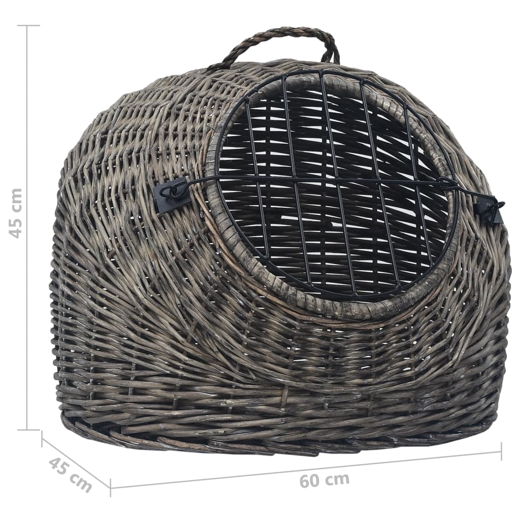 Cat Transporter Grey 60x45x45 cm Natural Willow