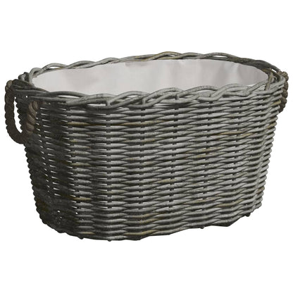 Firewood Basket with Carrying Handles 60x40x28 cm Grey Willow