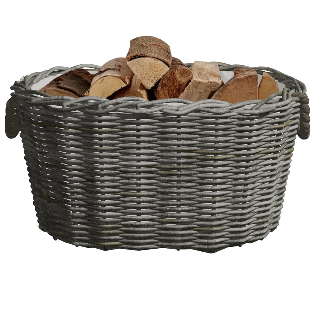 Firewood Basket with Carrying Handles 60x40x28 cm Grey Willow