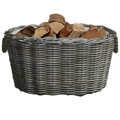 Firewood Basket with Carrying Handles 60x40x28 cm Grey Willow