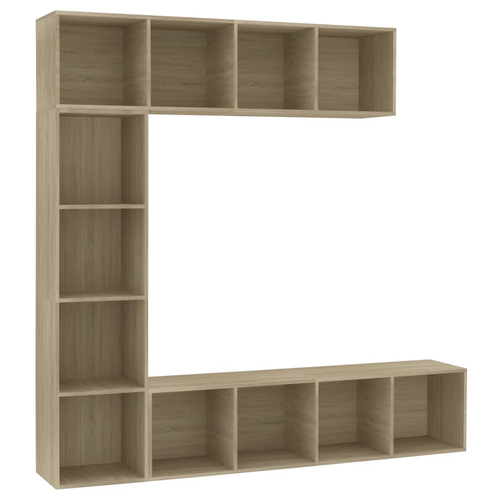 3 Piece Book/TV Cabinet Set Sonoma Oak 180x30x180 cm