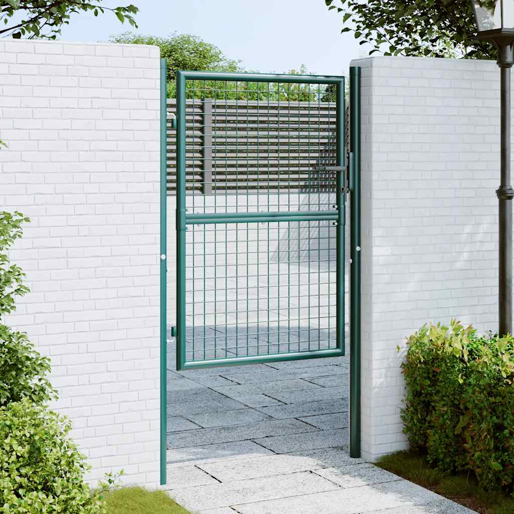 Fence Gate Steel 100x125 cm Green