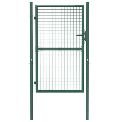 Fence Gate Steel 100x150 cm Green