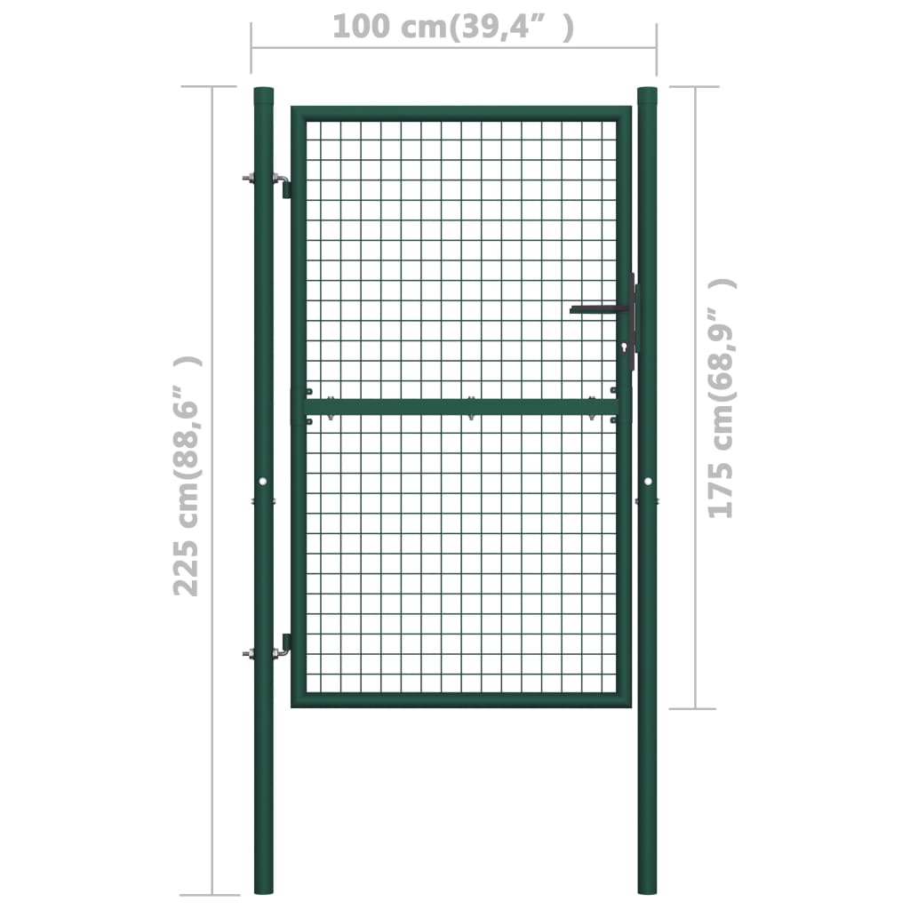 Fence Gate Steel 100x175 cm Green