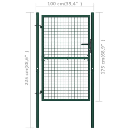 Fence Gate Steel 100x175 cm Green