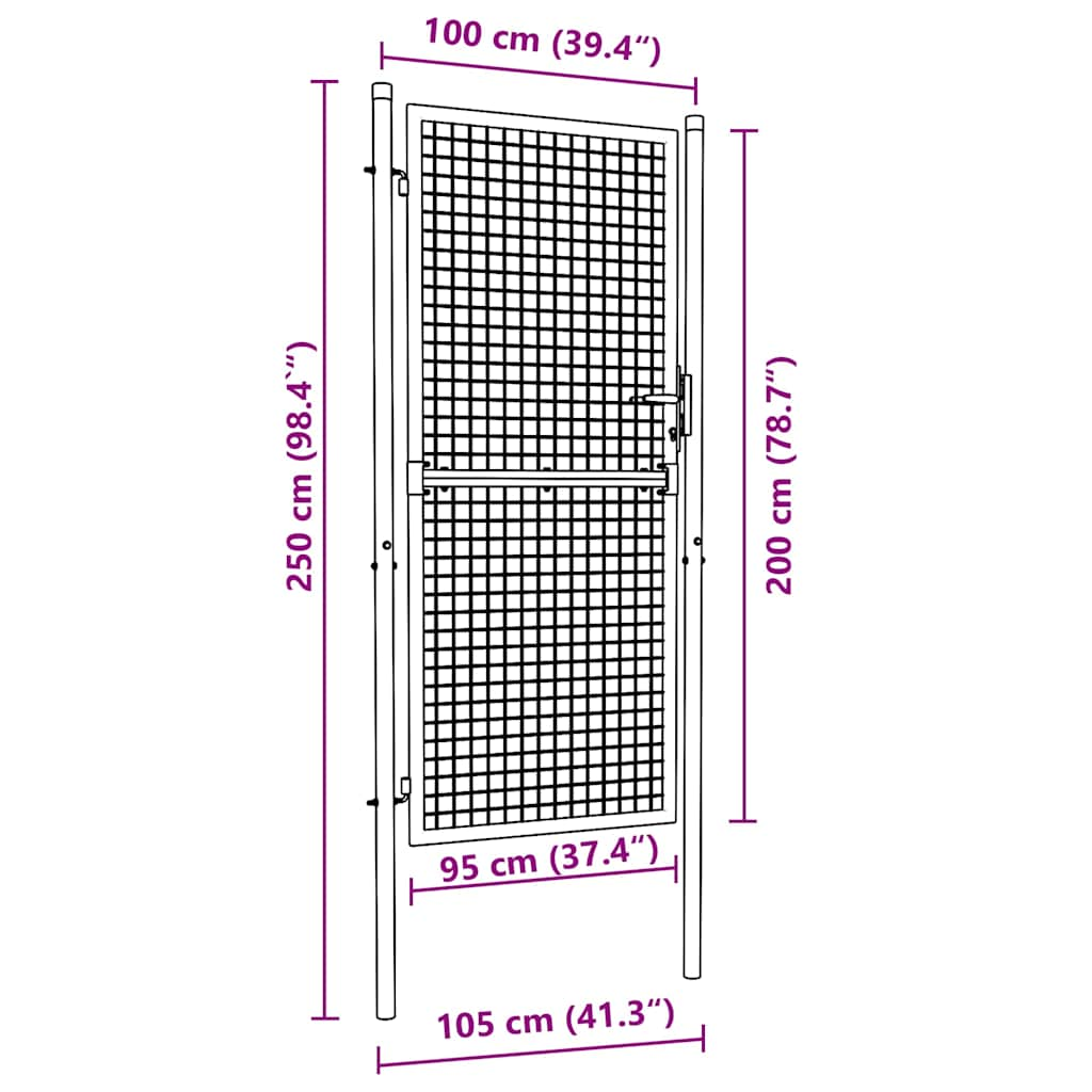 Fence Gate Steel 100x200 cm Green