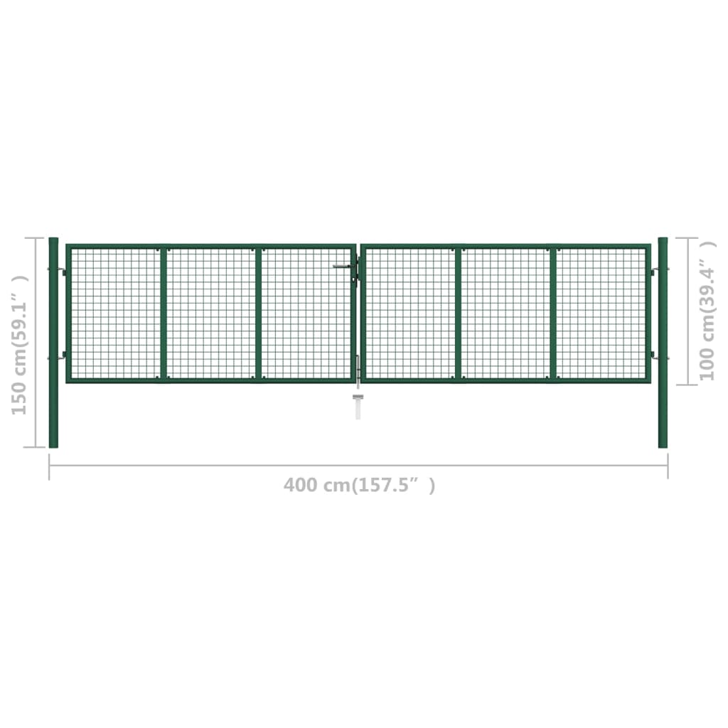 Mesh Garden Gate Steel 390x100 cm Green