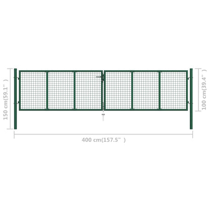 Mesh Garden Gate Steel 390x100 cm Green