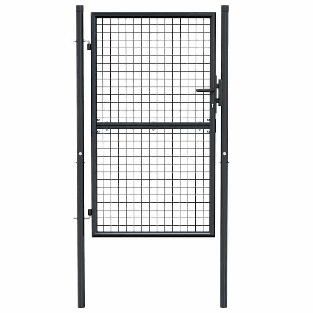 Mesh Garden Gate Galvanised Steel 100x200 cm Grey