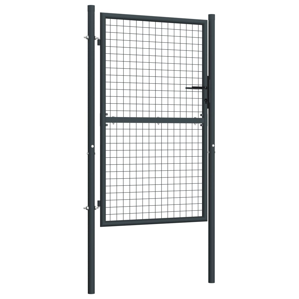 Mesh Garden Gate Galvanised Steel 100x225 cm Grey