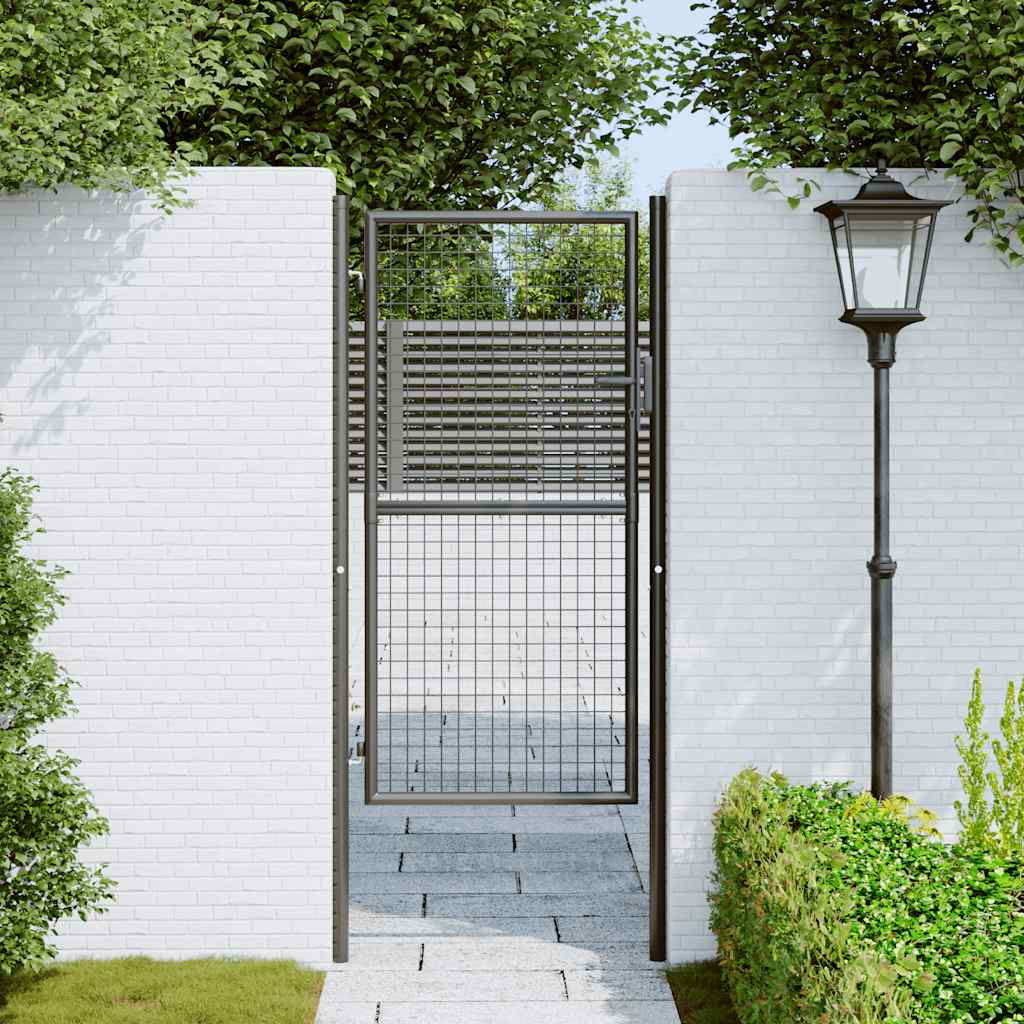 Mesh Garden Gate Galvanised Steel 100x225 cm Grey