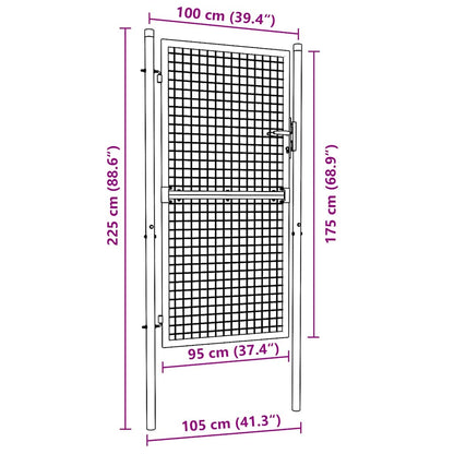 Mesh Garden Gate Galvanised Steel 100x225 cm Grey