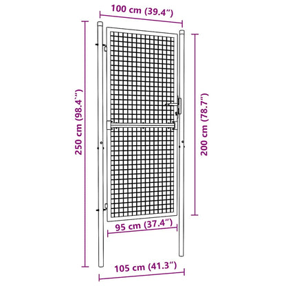 Mesh Garden Gate Galvanised Steel 100x250 cm Grey