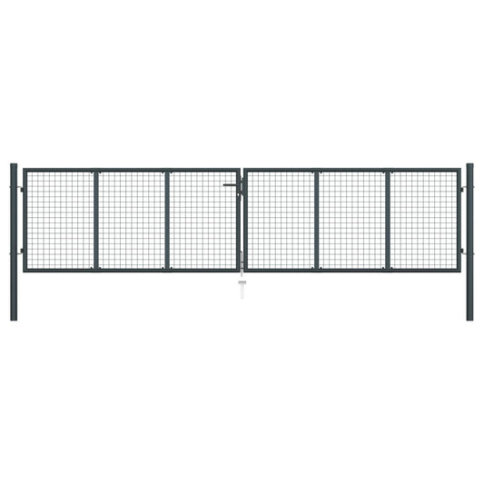 Mesh Garden Gate Galvanised Steel 400x125 cm Grey