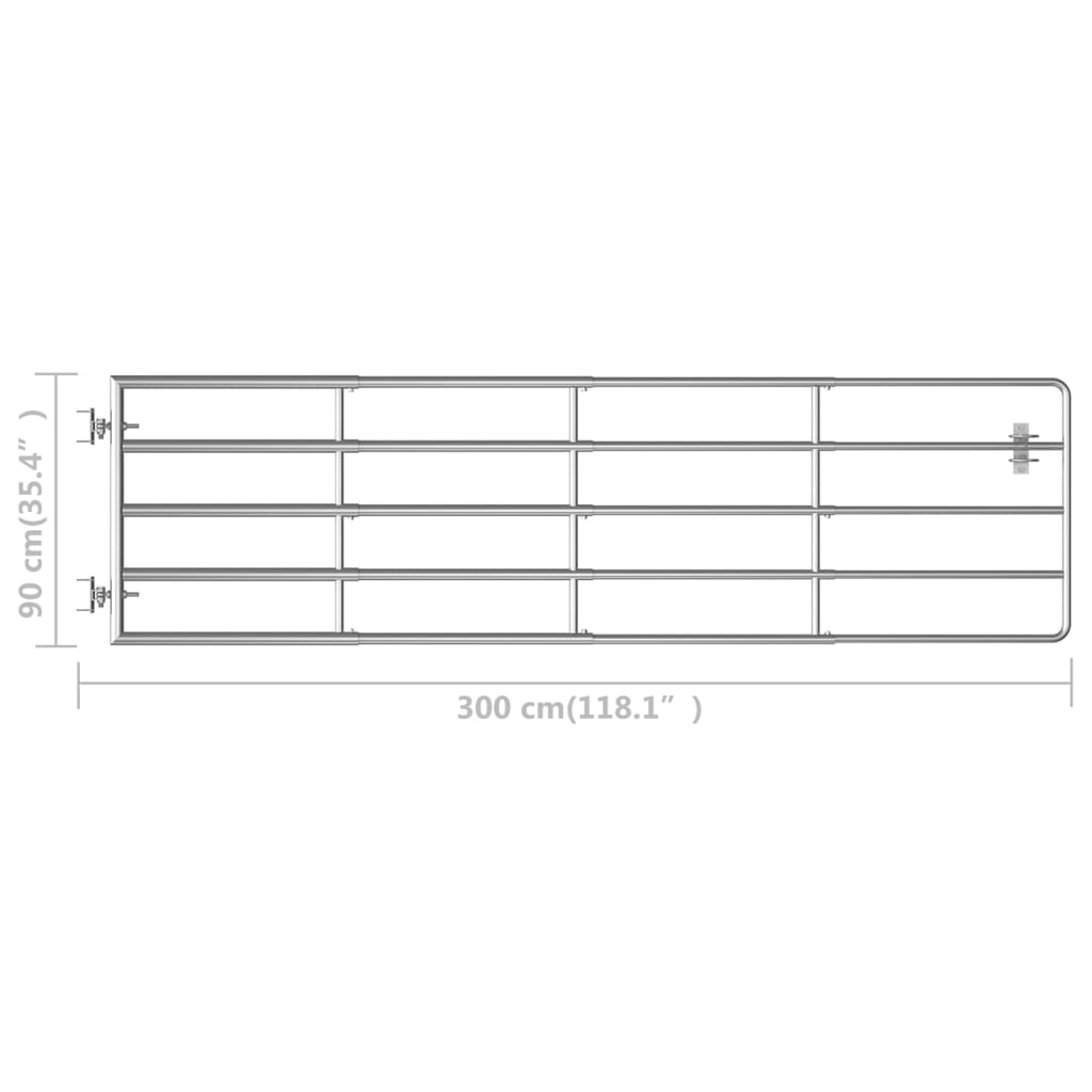 5 Bar Field Gate Steel (115-300)x90 cm Silver