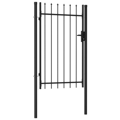 Fence Gate Single Door with Spike Top Steel 1x1.5 m Black