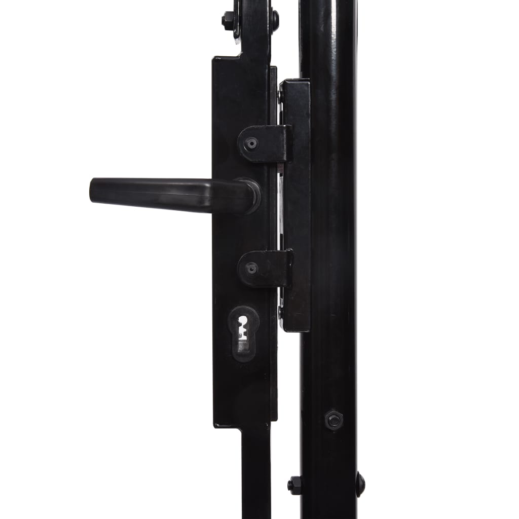 Fence Gate Single Door with Spike Top Steel 1x1.5 m Black