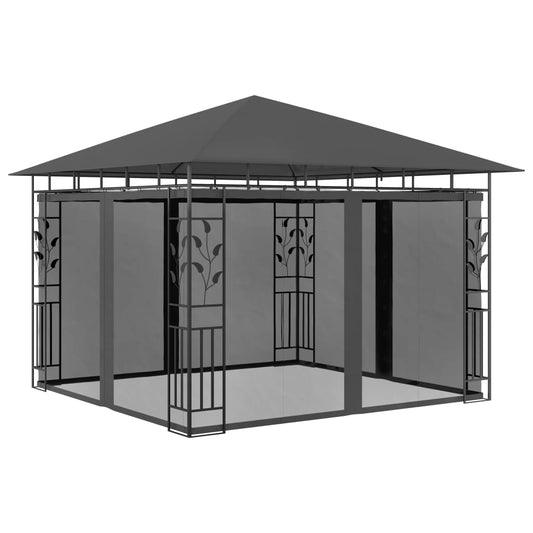 Gazebo with Mosquito Net 3x3x2.73 m Anthracite 180 g/m²