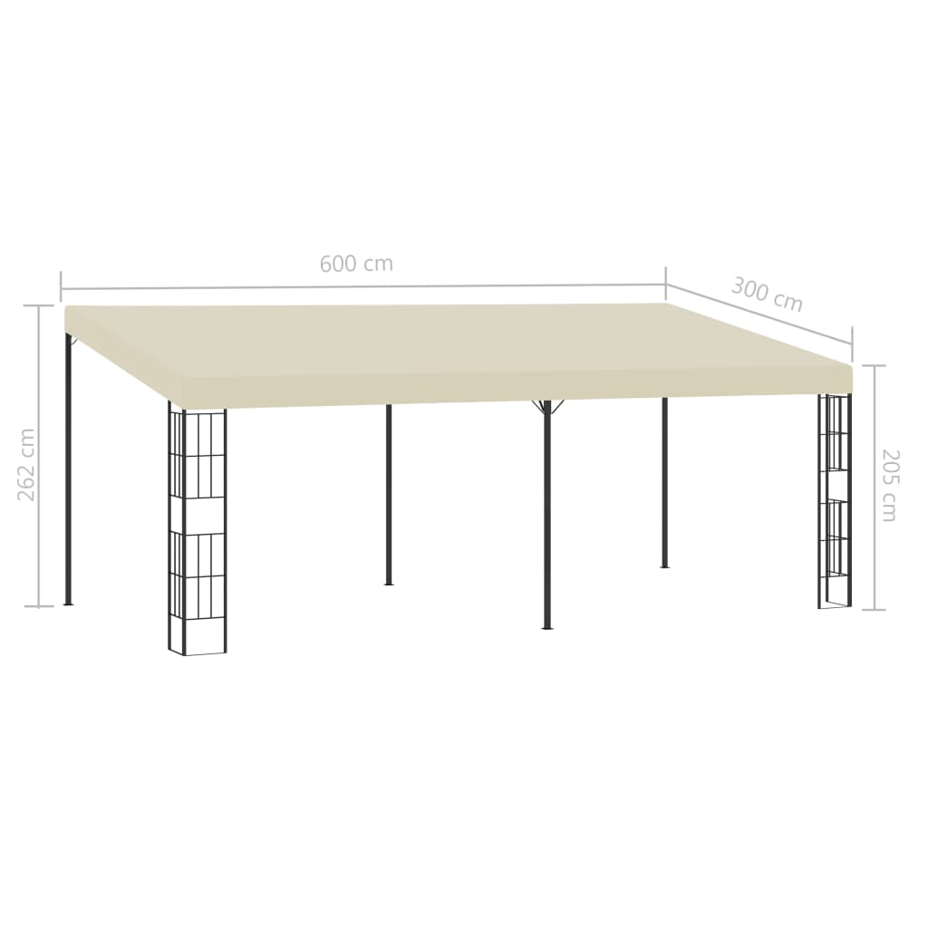 Wall-mounted Gazebo 3x6 m Cream Fabric