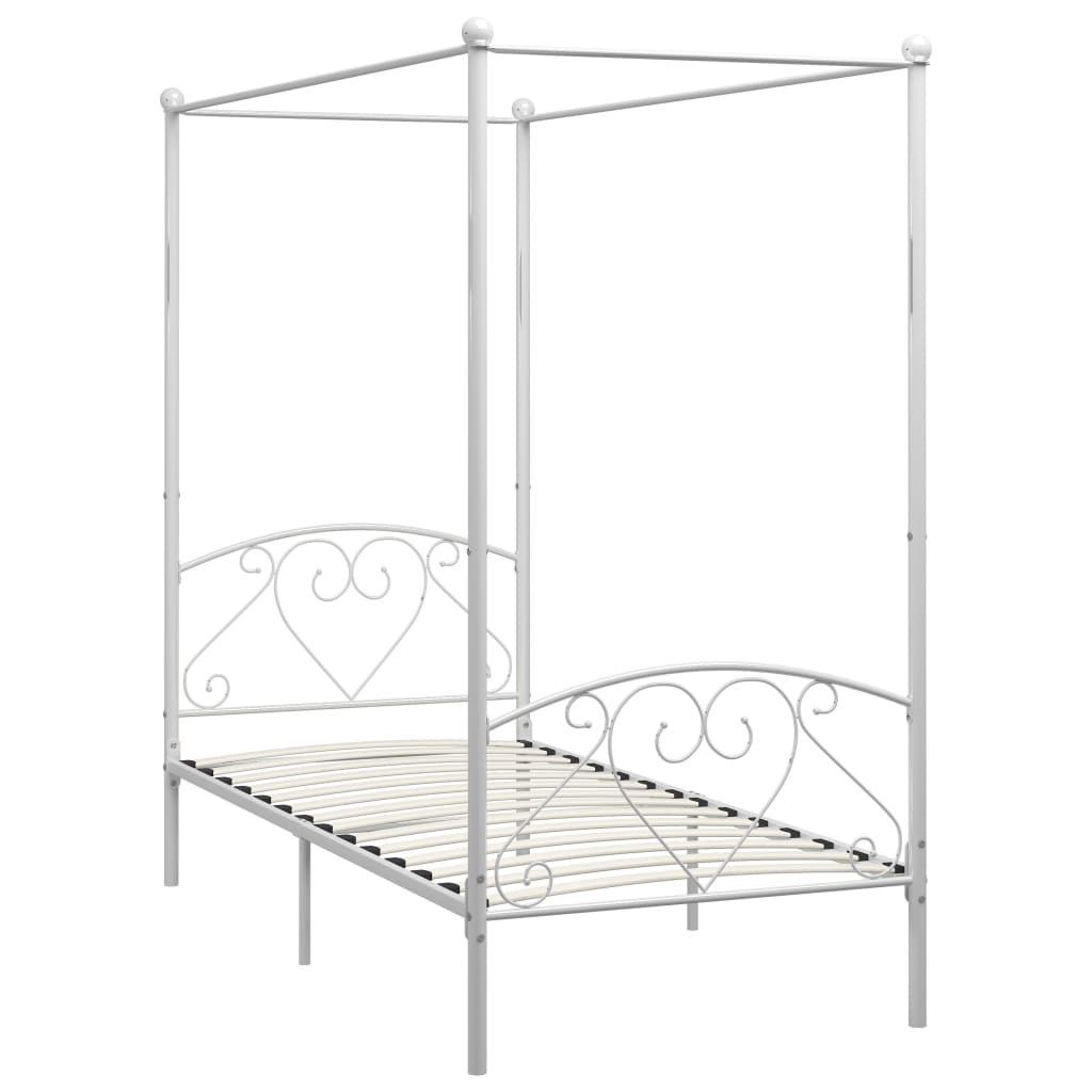 Canopy Bed Frame White Metal 120x200 cm