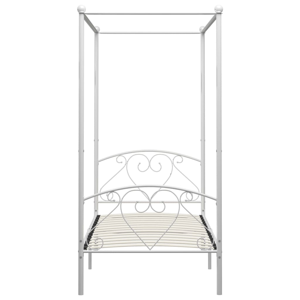 Canopy Bed Frame White Metal 120x200 cm