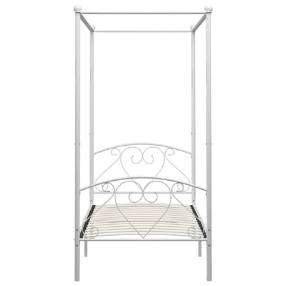 Canopy Bed Frame White Metal 120x200 cm