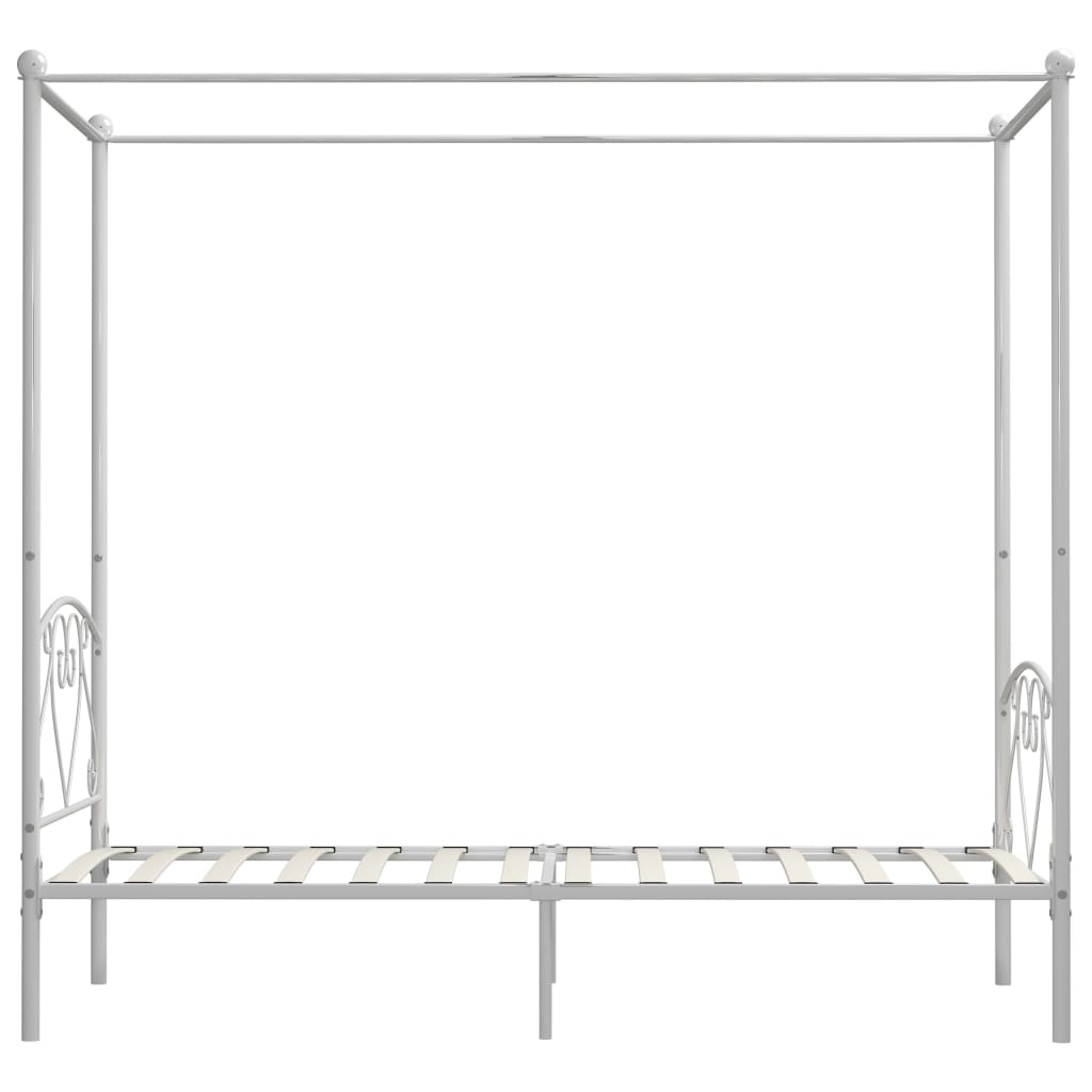 Canopy Bed Frame White Metal 120x200 cm