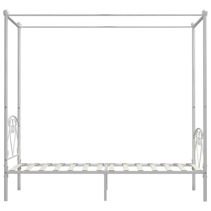 Canopy Bed Frame White Metal 120x200 cm