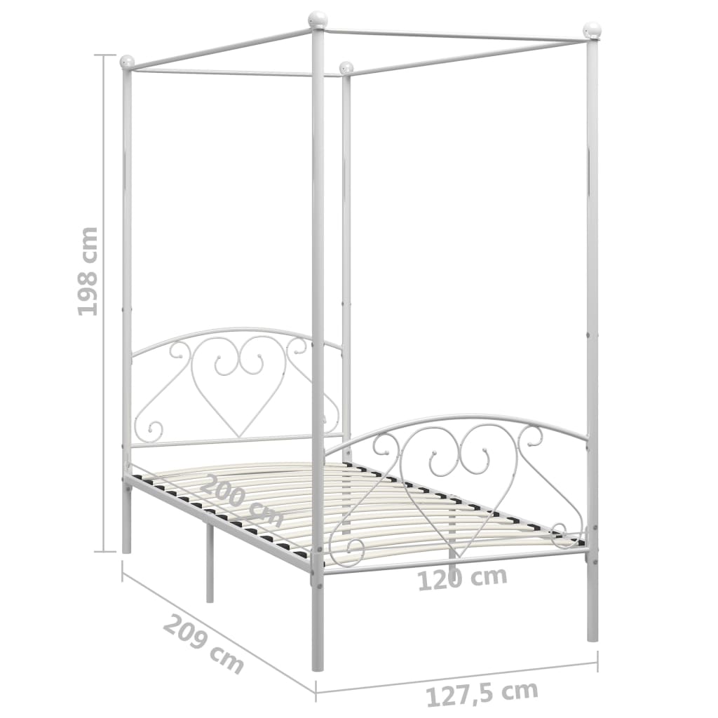 Canopy Bed Frame White Metal 120x200 cm