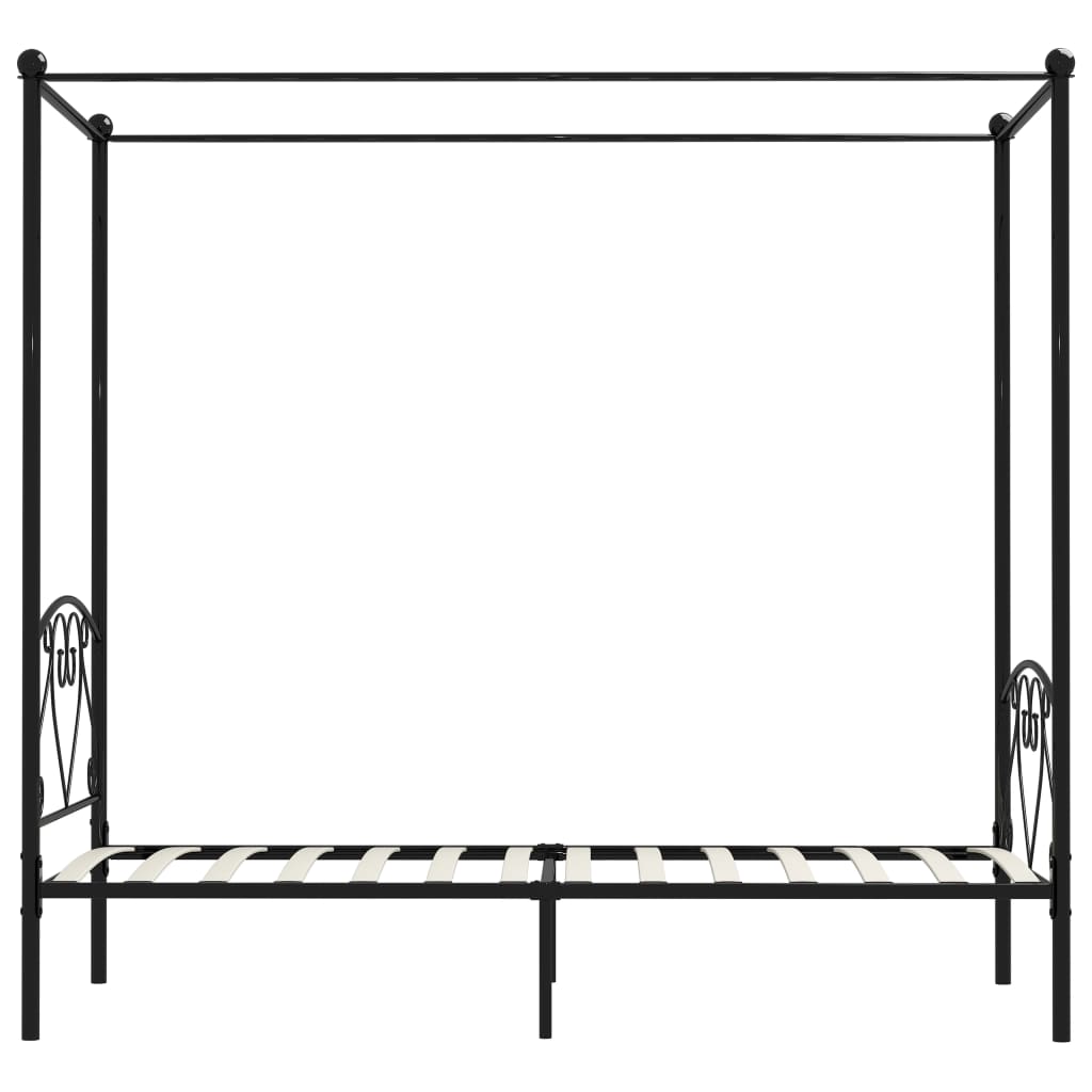 284433 vidaXL Canopy Bed Frame without Mattress Black Metal 90x200 cm