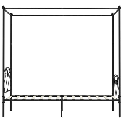 284433 vidaXL Canopy Bed Frame without Mattress Black Metal 90x200 cm