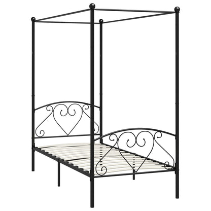 Canopy Bed Frame Black Metal 100x200 cm