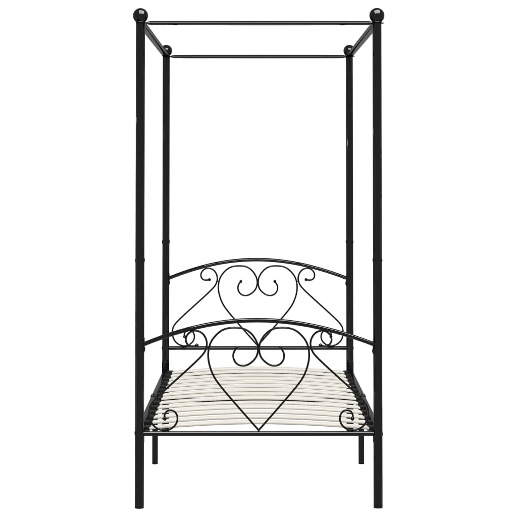 Canopy Bed Frame Black Metal 100x200 cm