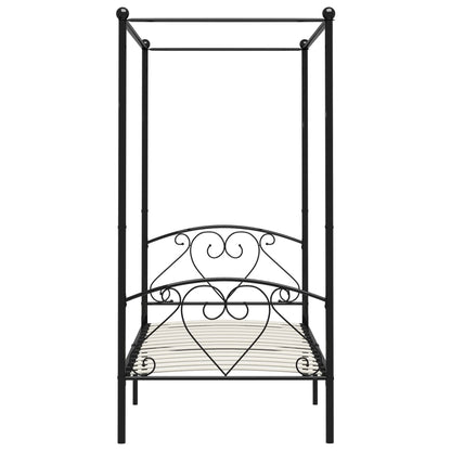 Canopy Bed Frame Black Metal 100x200 cm