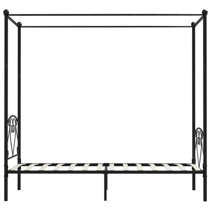 Canopy Bed Frame Black Metal 100x200 cm