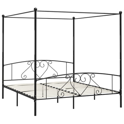 Bed Frame without Mattress with Canopy Black 200x200 cm Metal