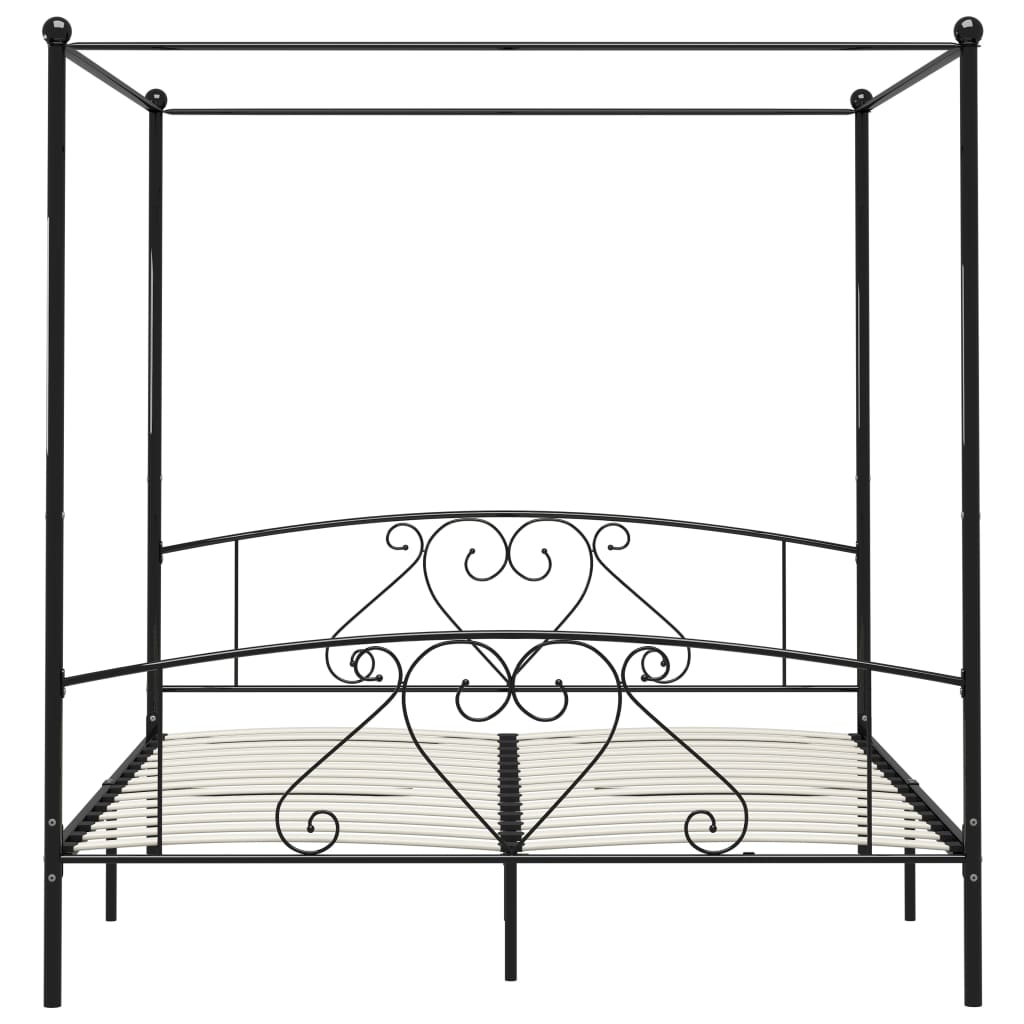 Bed Frame without Mattress with Canopy Black 200x200 cm Metal