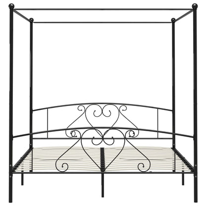 Bed Frame without Mattress with Canopy Black 200x200 cm Metal