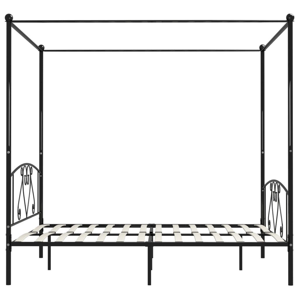 Bed Frame without Mattress with Canopy Black 200x200 cm Metal