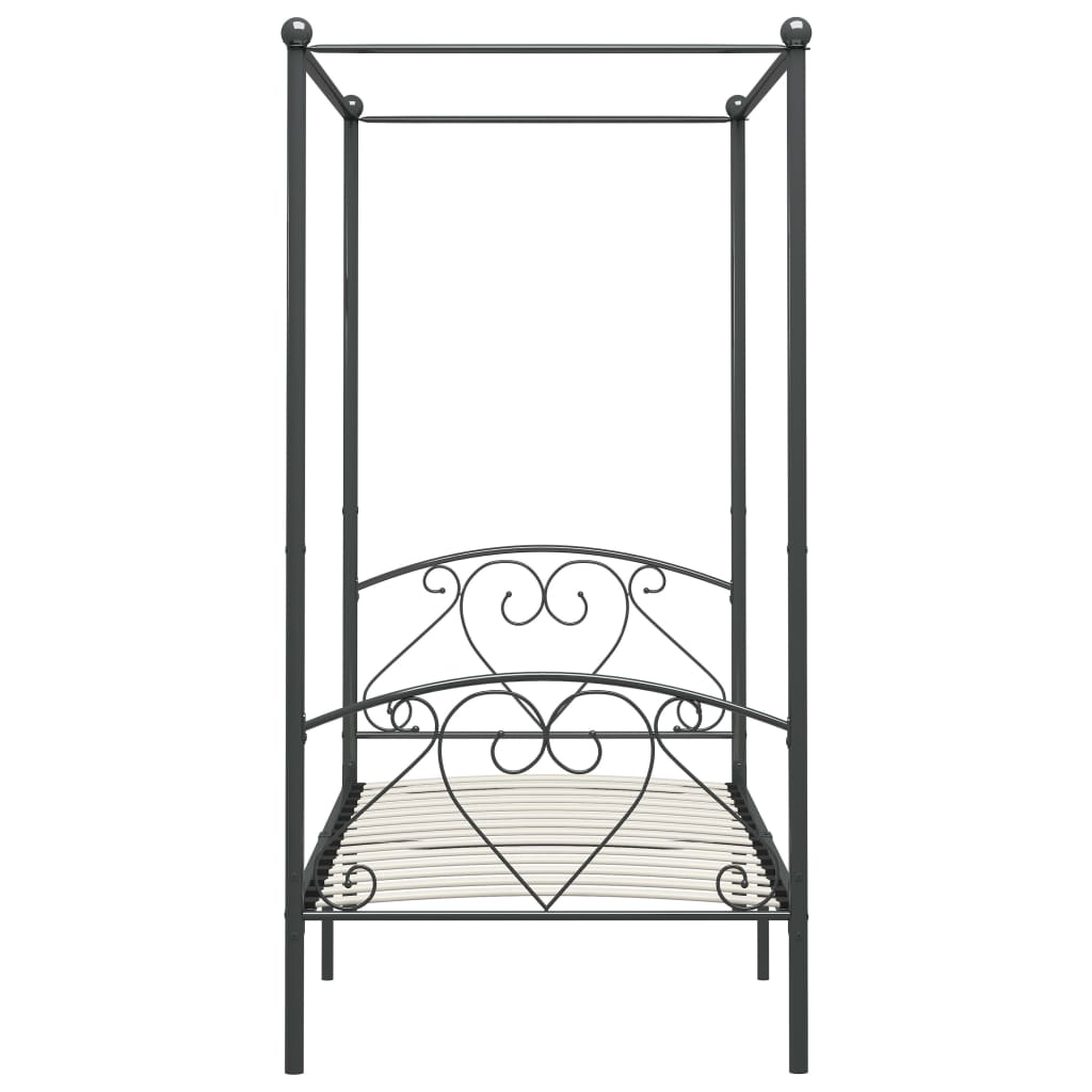 Canopy Bed Frame Grey Metal 90x200 cm