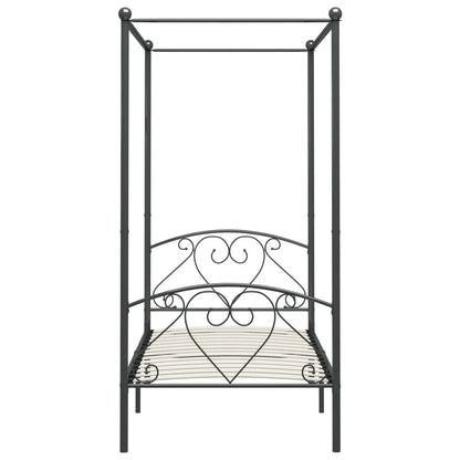 Canopy Bed Frame Grey Metal 90x200 cm